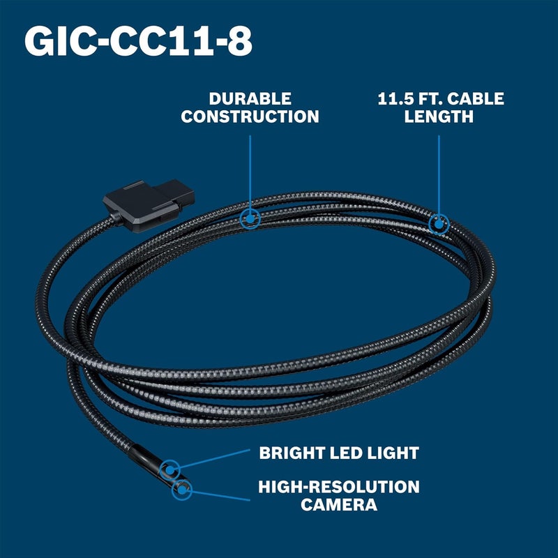 BOSCH GIC-CC11-8 Inspection Camera Cable - 11.5 Ft High-Res 1280x720, Slim 8.3mm Head, IP67 Durable Design with LED Light & Orientation Indicator for GIC4-23C & GIC5-27C - Image 2